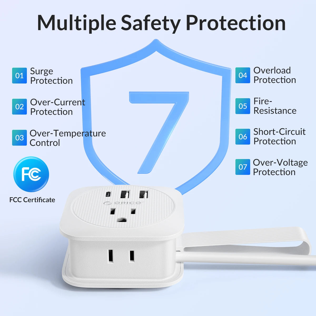 ORICO Travel Power Strip – US Adapter with 2 USB & Type-C Fast Charging