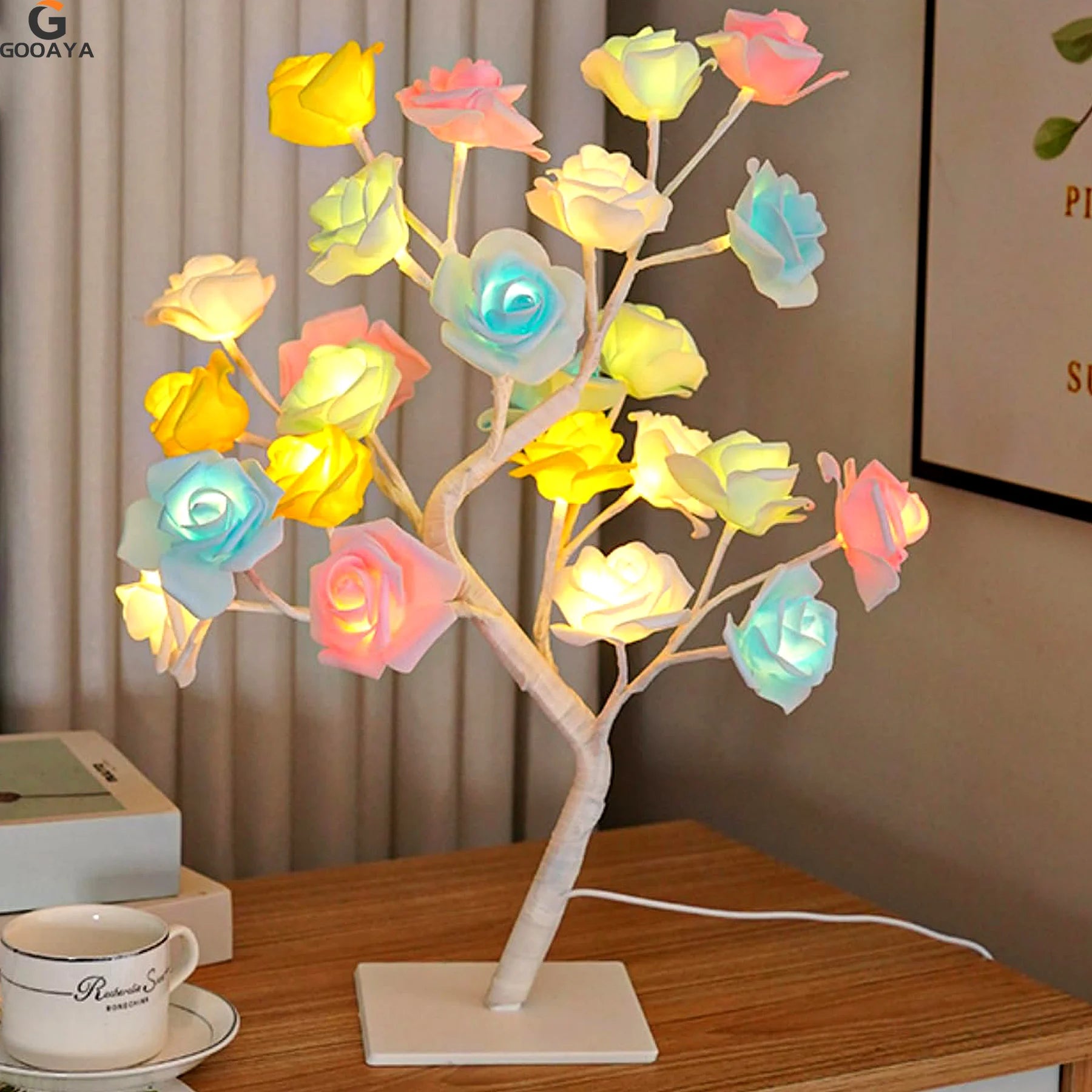LED Rose Leaf Table Lamp – USB Fairy Light for Home & Bedroom Decor