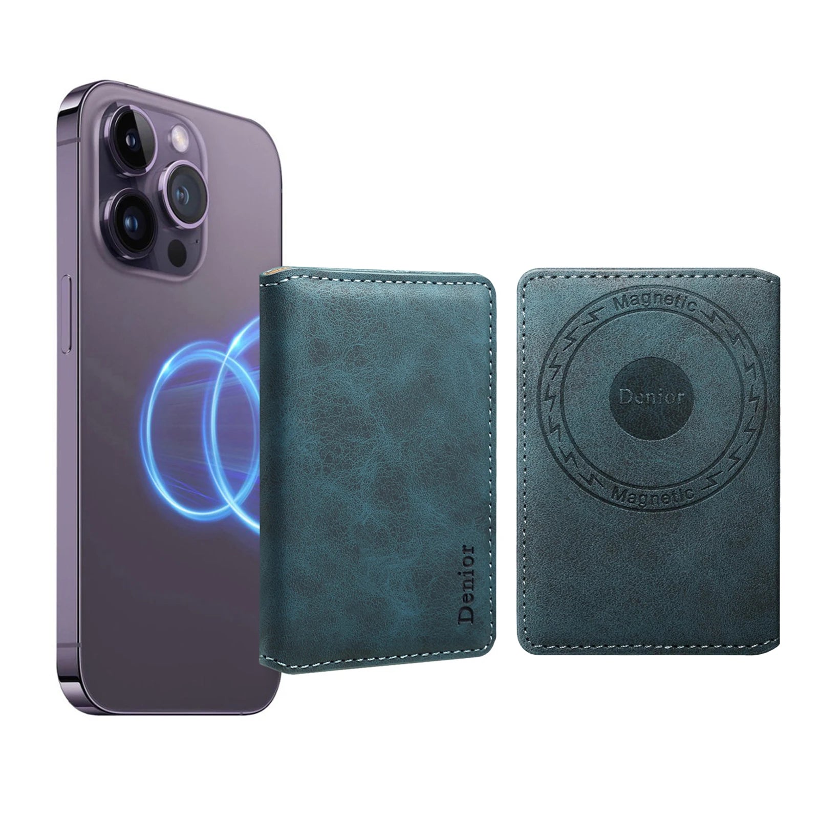 Denior Magnetic card case for all Magsafe functions PU leather card case