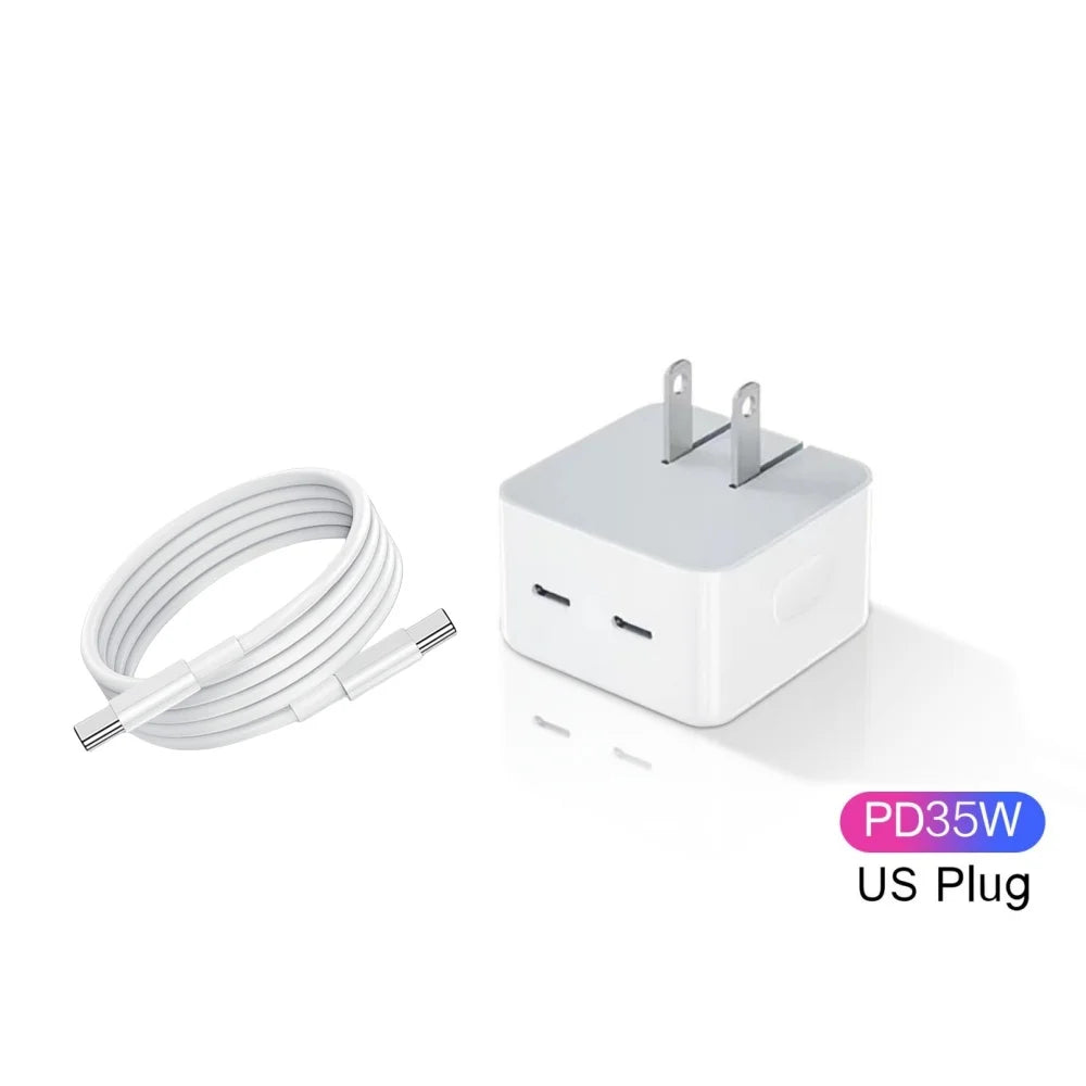 35W Dual PD Fast Charger – USB-C Wall Adapter for iPhone & Android