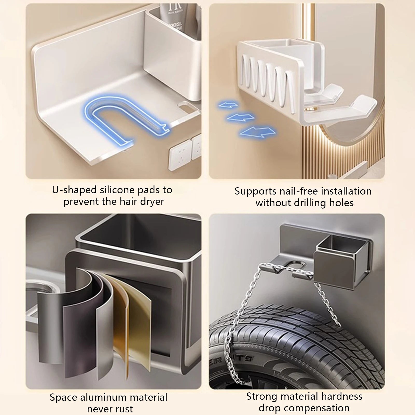 Hair Dryer & Straightener Stand – Bathroom Shelf Organizer for Styling Tools