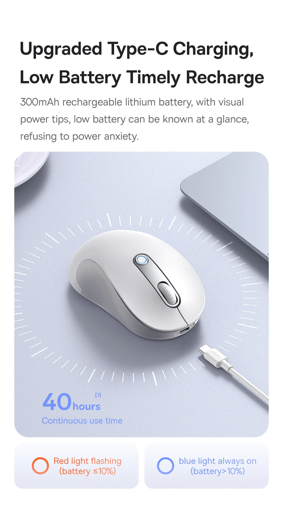Baseus Wireless Rechargeable Mouse – Ergonomic & Bluetooth