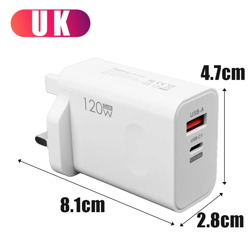 120W USB-C PD Charger Kit – Fast Charging for iPhone & Android