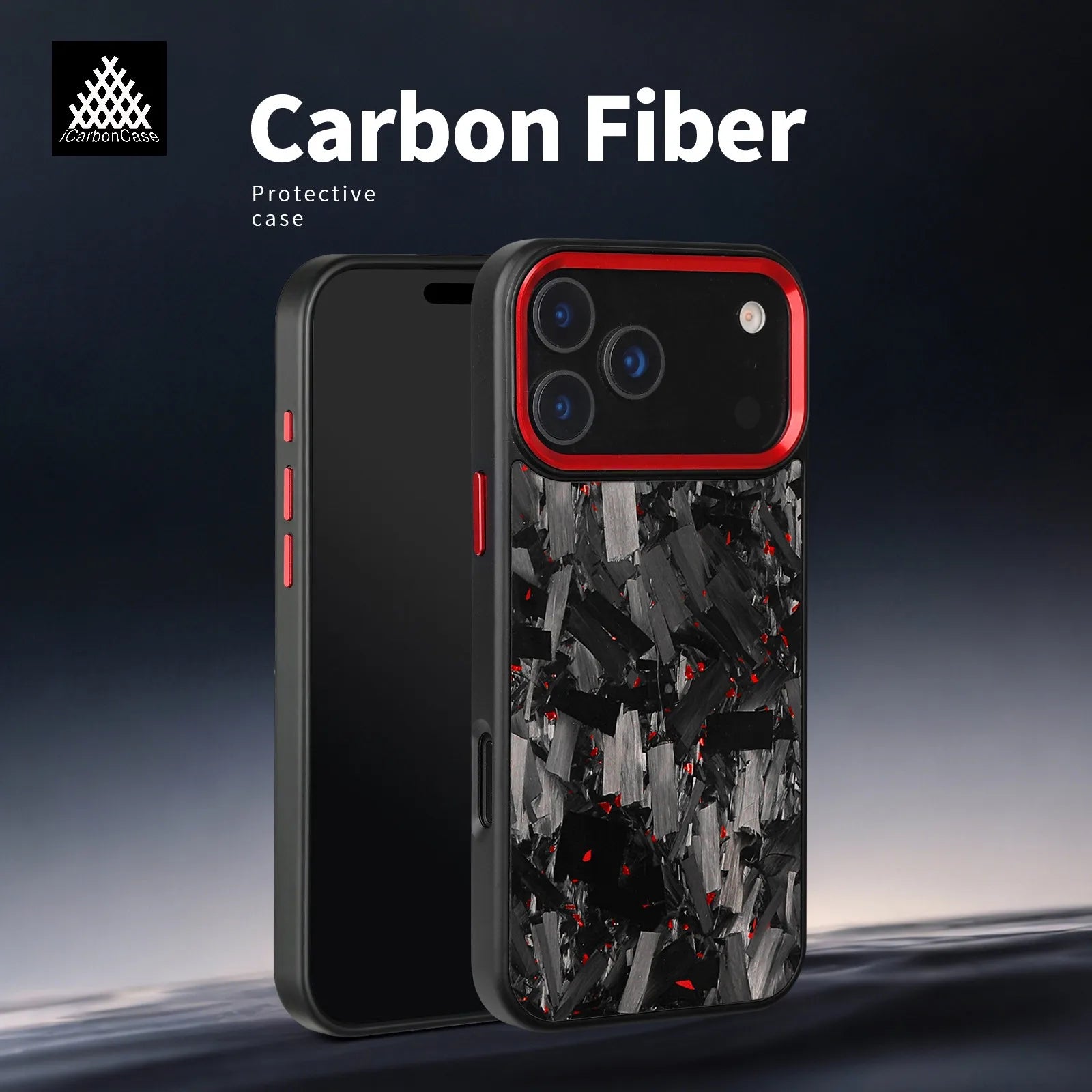 Forged Carbon Fiber Case for iPhone 17 17Air 17Pro 17 Pro Max with Magsafe and Metal Camera Lens /Buttons Anti-drop Phone Cover