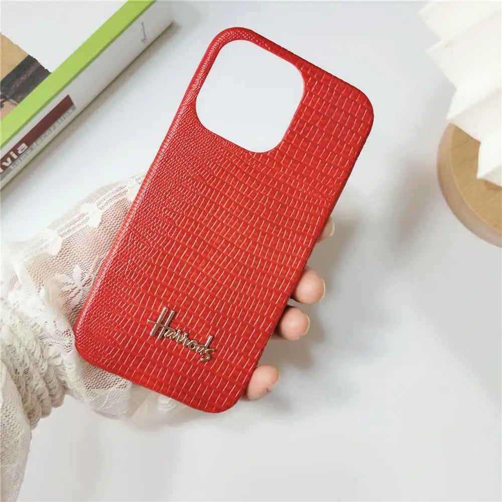 Luxury Business Lizard Skin Pattern Couple Hard Case For Iphone 17 16 14 15 11 12 13 Pro Max PU Leather Cover Fundas
