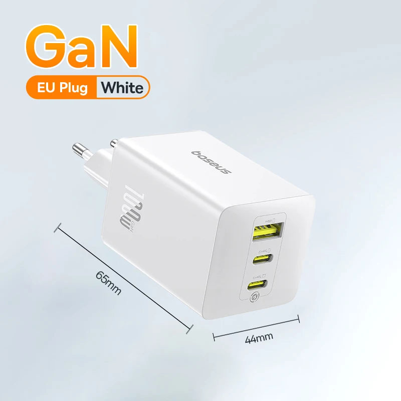 Baseus 100W GaN PD Charger – Fast USB Charging for Phones & Laptops