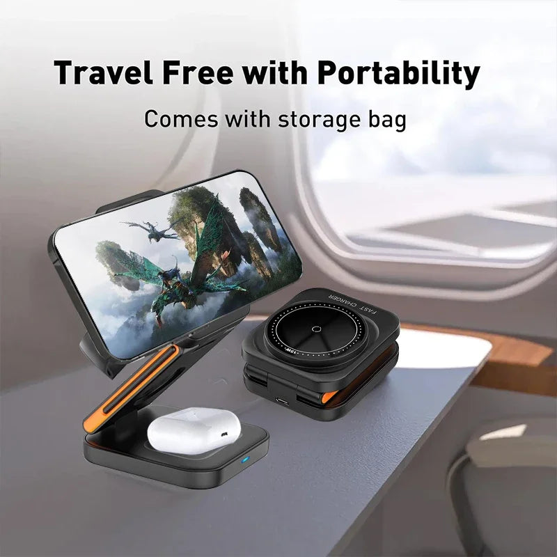 3-in-1 Foldable Wireless Charger – High-Power 30W