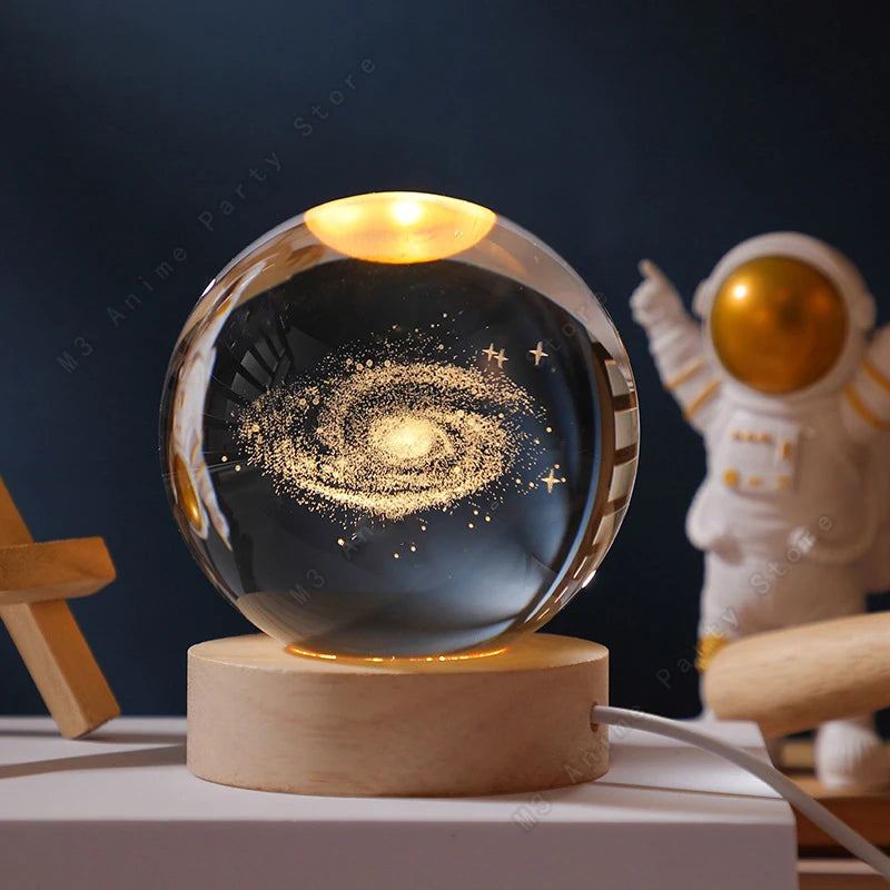 3D Galaxy Crystal Lamp – Bedside Night Light