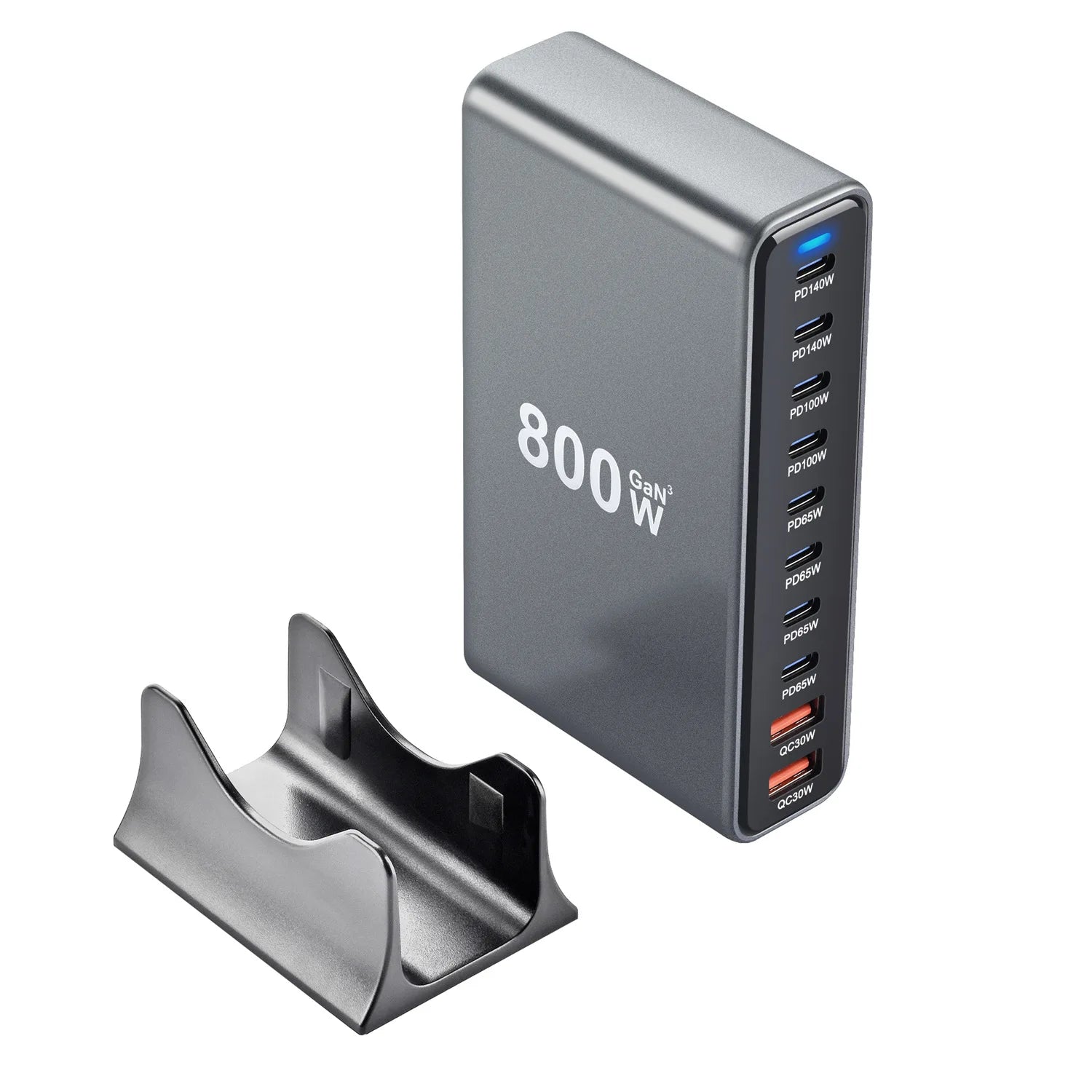 800W GaN 10-Port USB-C Fast Desktop Charger – PD3.1 for iPhone, Samsung & Laptop