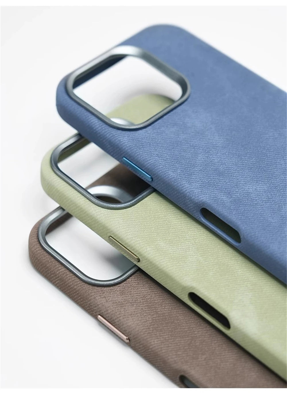 Luxury Fiber Leather Magnetic Shockproof Case – iPhone 15–17 Series