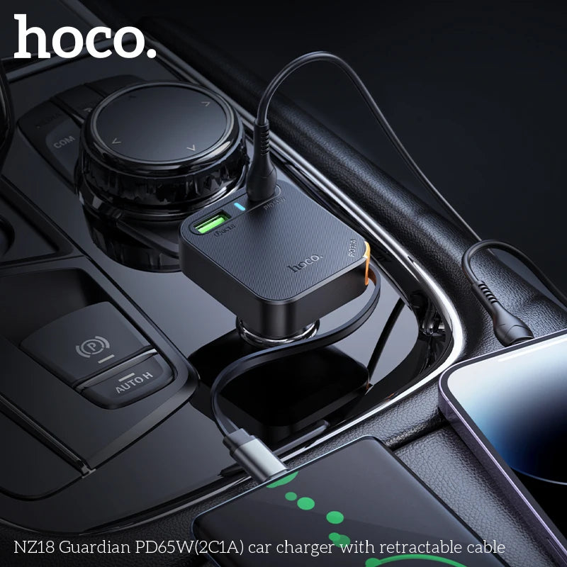 Retractable Car Charger HOCO NZ18 – 65W PD USB-C