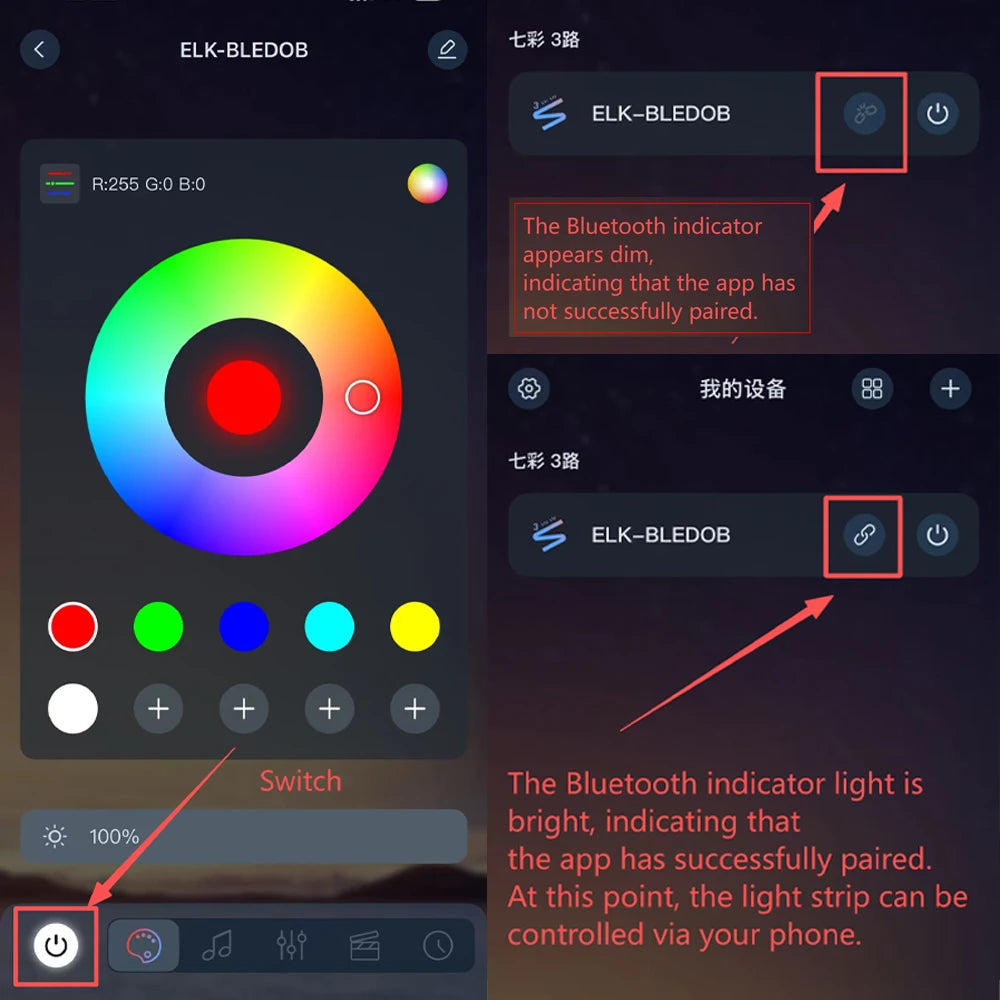 RGB 5050 Bluetooth LED Strip Lights – Smart App-Controlled Color Changing LED Light Strip (10M–30M)