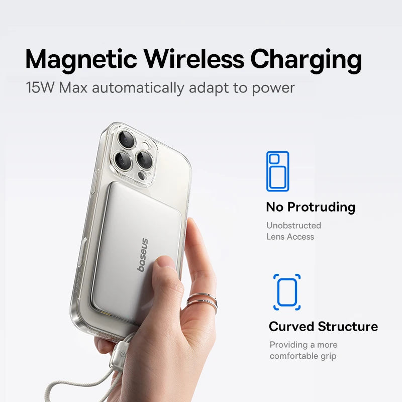 Baseus 10,000mAh Magnetic Power Bank – Wireless 15W & PD 27W Fast Charge
