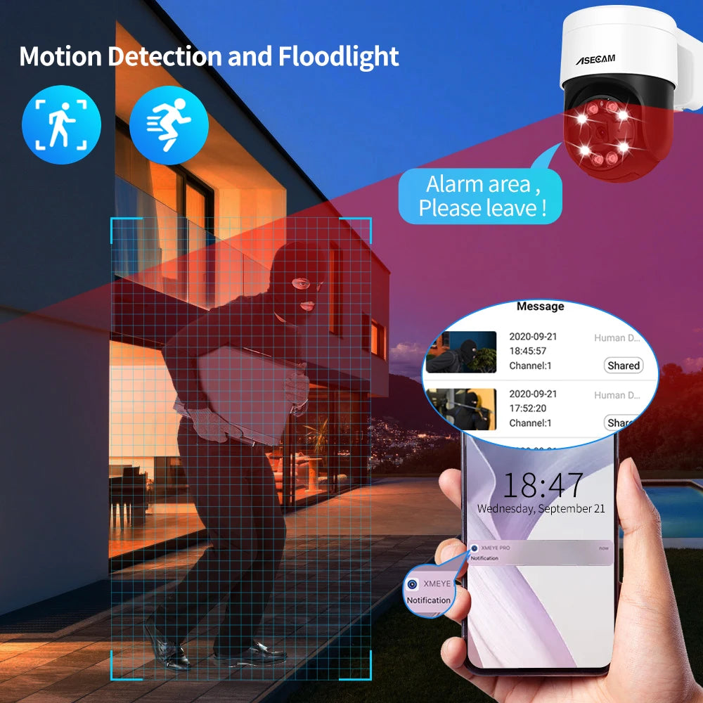 Outdoor PTZ Security Camera – 8MP 4K, AI Face Detection, Color Night Vision