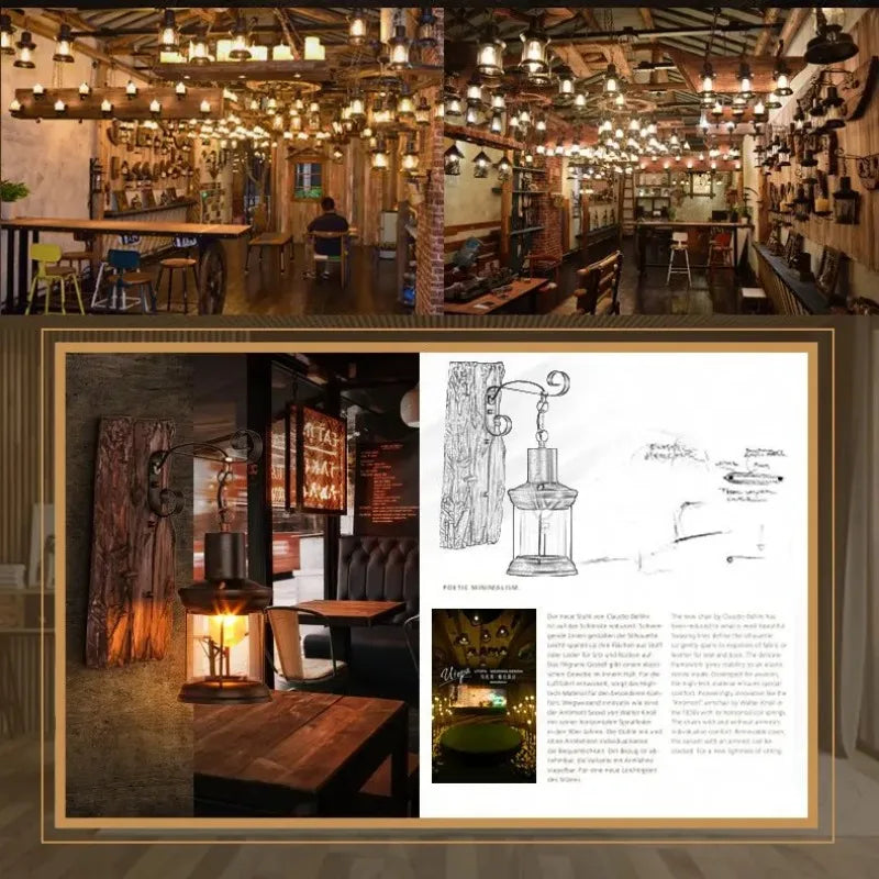 Rustic Wall Lamp – Industrial Wood & Metal Wall Sconce