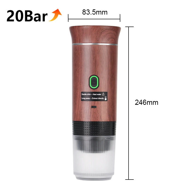Wireless Portable Espresso Maker – 3-in-1 Coffee Machine for Travel & Camping