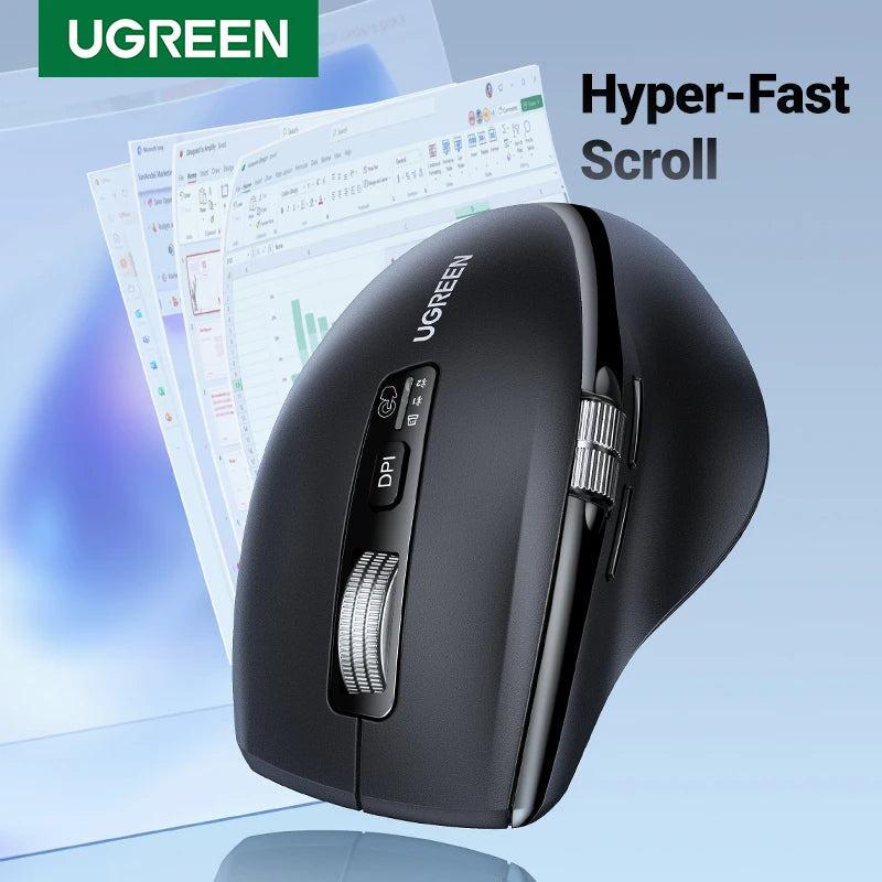 UGREEN Wireless Hyper-Fast Scroll Mouse – Bluetooth 5.4 & 2.4G, Ergonomic, 5000 DPI