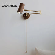 QUASHION Modern Wall Lamp – Rotatable Wood & Iron Sconce