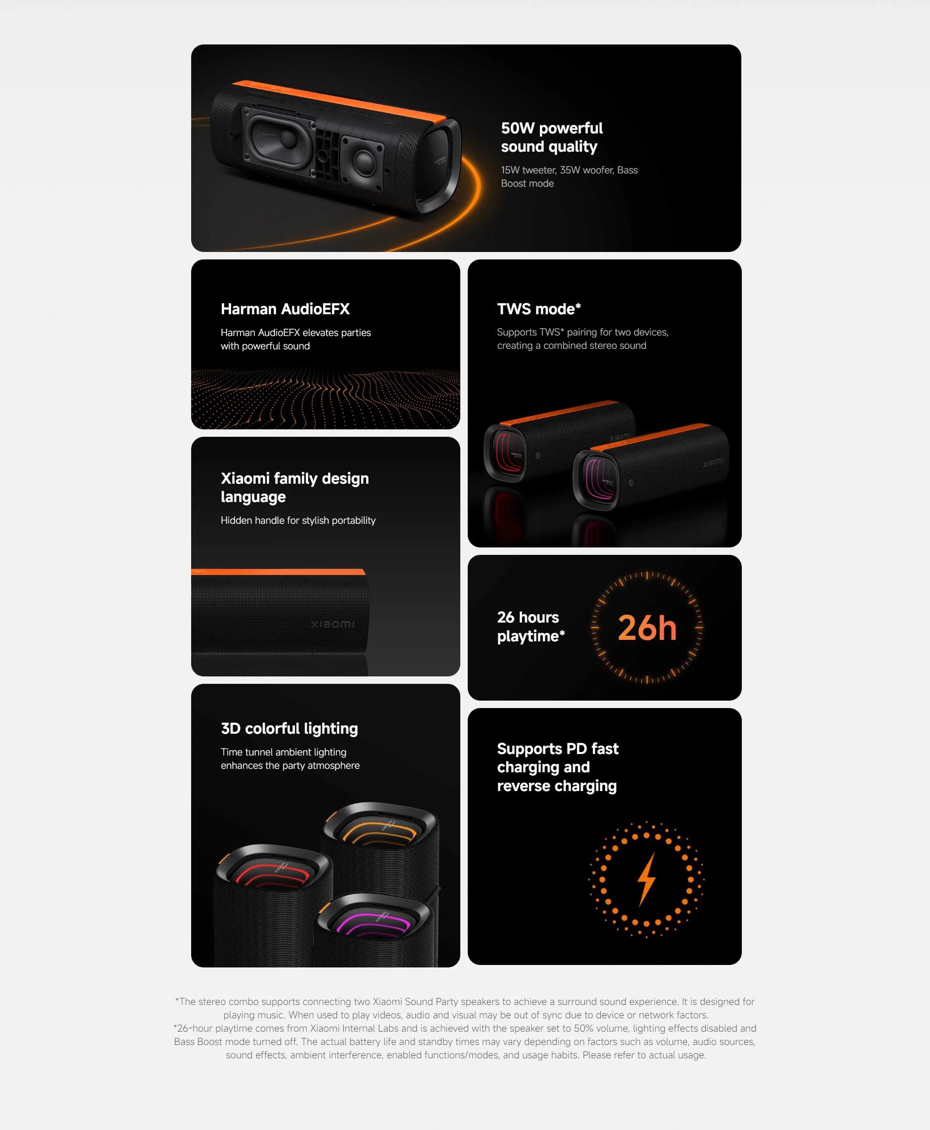 Powerful Xiaomi Party Speaker – 50W, TWS Mode, 26H Battery, Fast & Reverse Charge