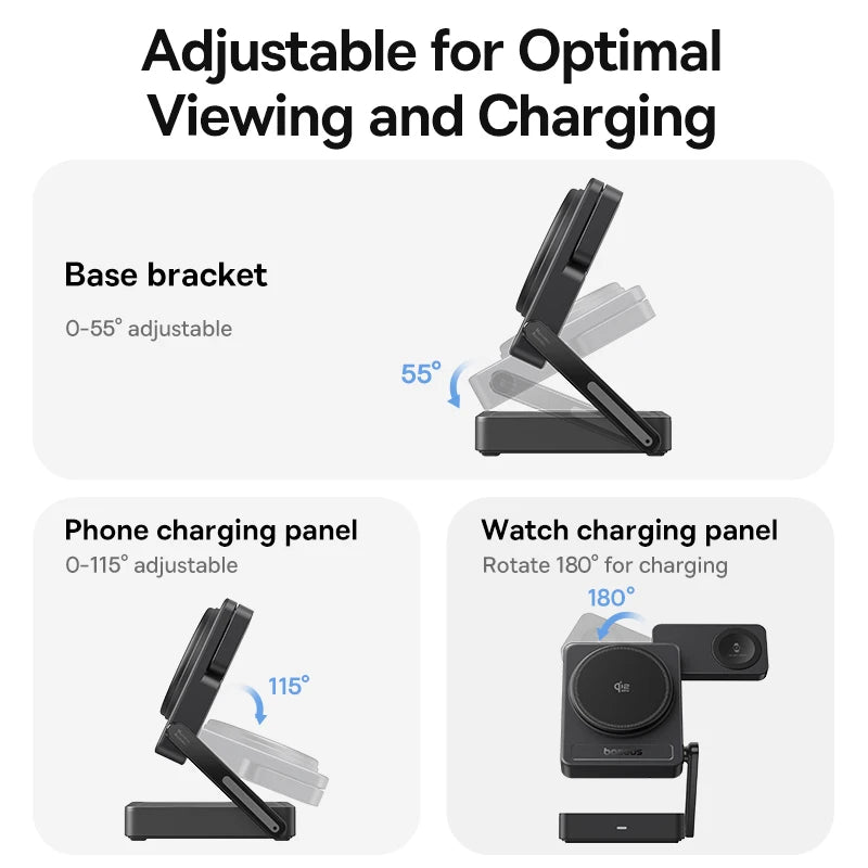 3-in-1 Baseus Wireless Charging Stand – Fast Charge for Devices