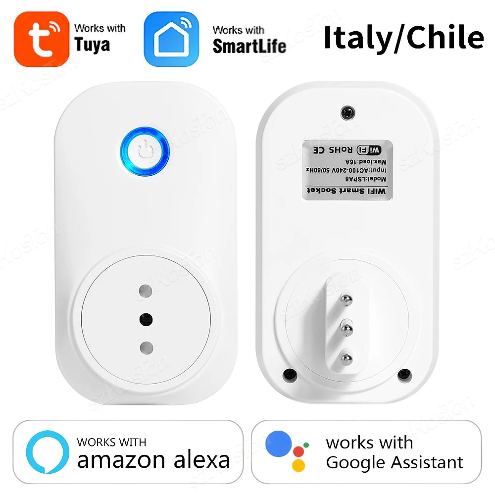 Tuya Smart WiFi Plug 16A with Power Monitoring – Alexa & Google