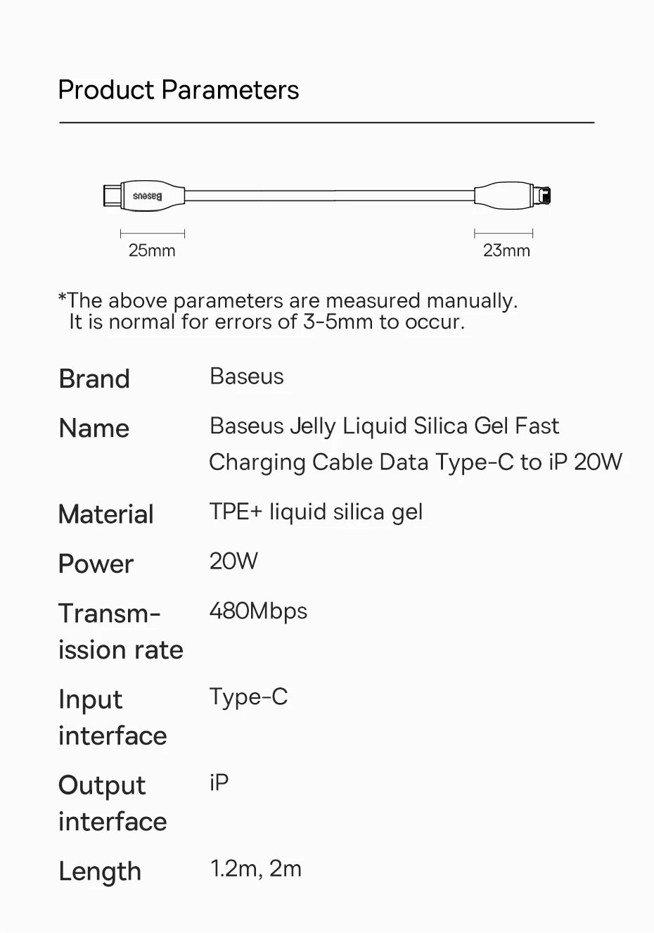 Baseus 20W Fast Charge USB-C to Lightning Cable