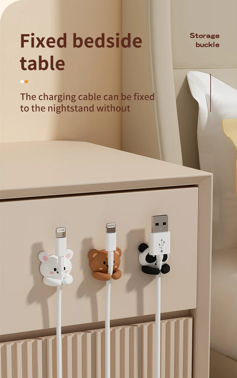 Desktop Cable Manager – Cartoon Wire Holder for Cables & Earphones