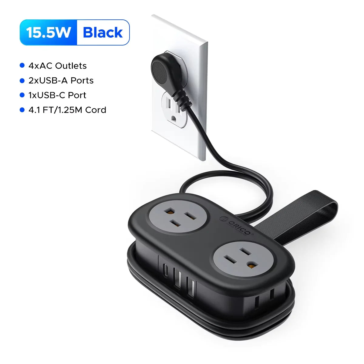 ORICO Power Strip  7-in-1 US – 4 AC Outlets, 2 USB & 1 USB-C Fast Charging