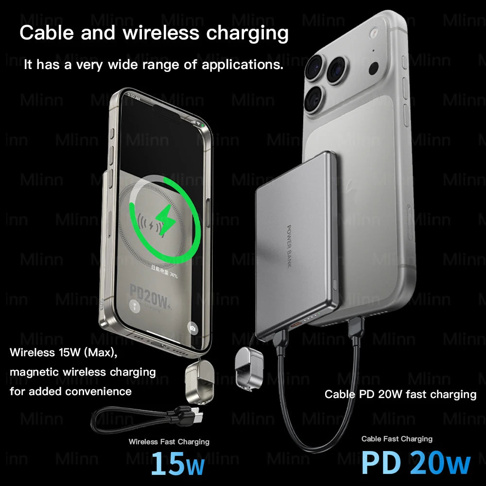 Ultra-Slim Magnetic Wireless Power Bank 10000mAh – 15W Fast Charging