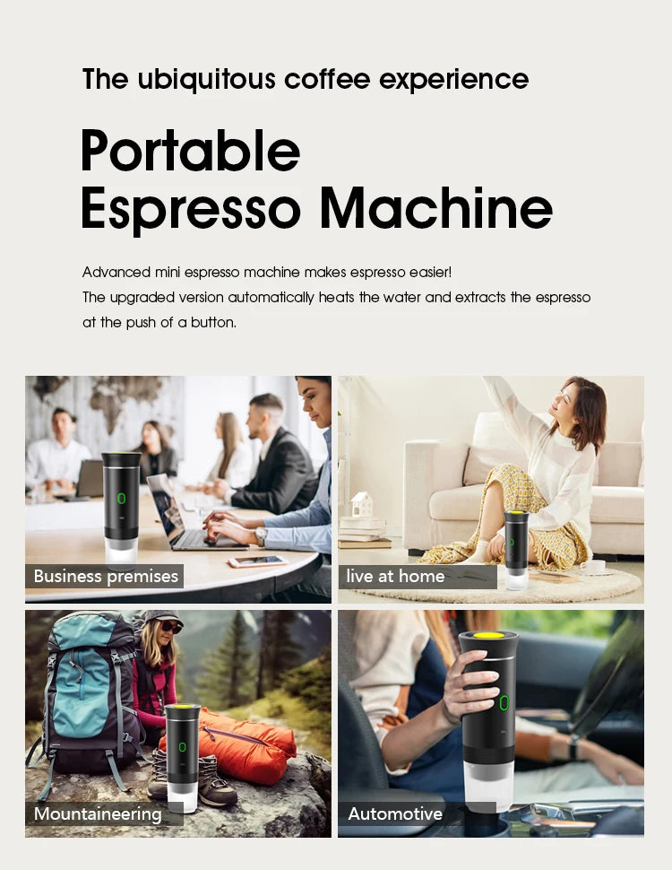 Wireless Portable Espresso Maker – 3-in-1 Coffee Machine for Travel & Camping