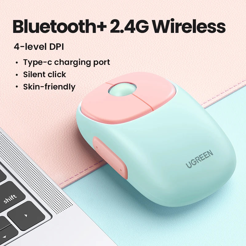 UGREEN Wireless Bluetooth Mouse – 4000 DPI, Rechargeable, Multi-Mode