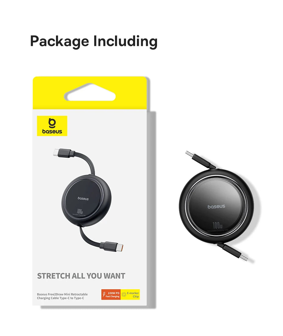 Baseus 100W Retractable USB-C Cable – Fast Charging