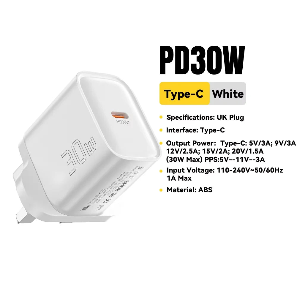 Essager 30W Type-C Charger PD 3.0 USB C Charger For iPhone 16 15 14 Pro Samsung Huawei  Xiaomi Tablet iPad Air Pro Phone Charger