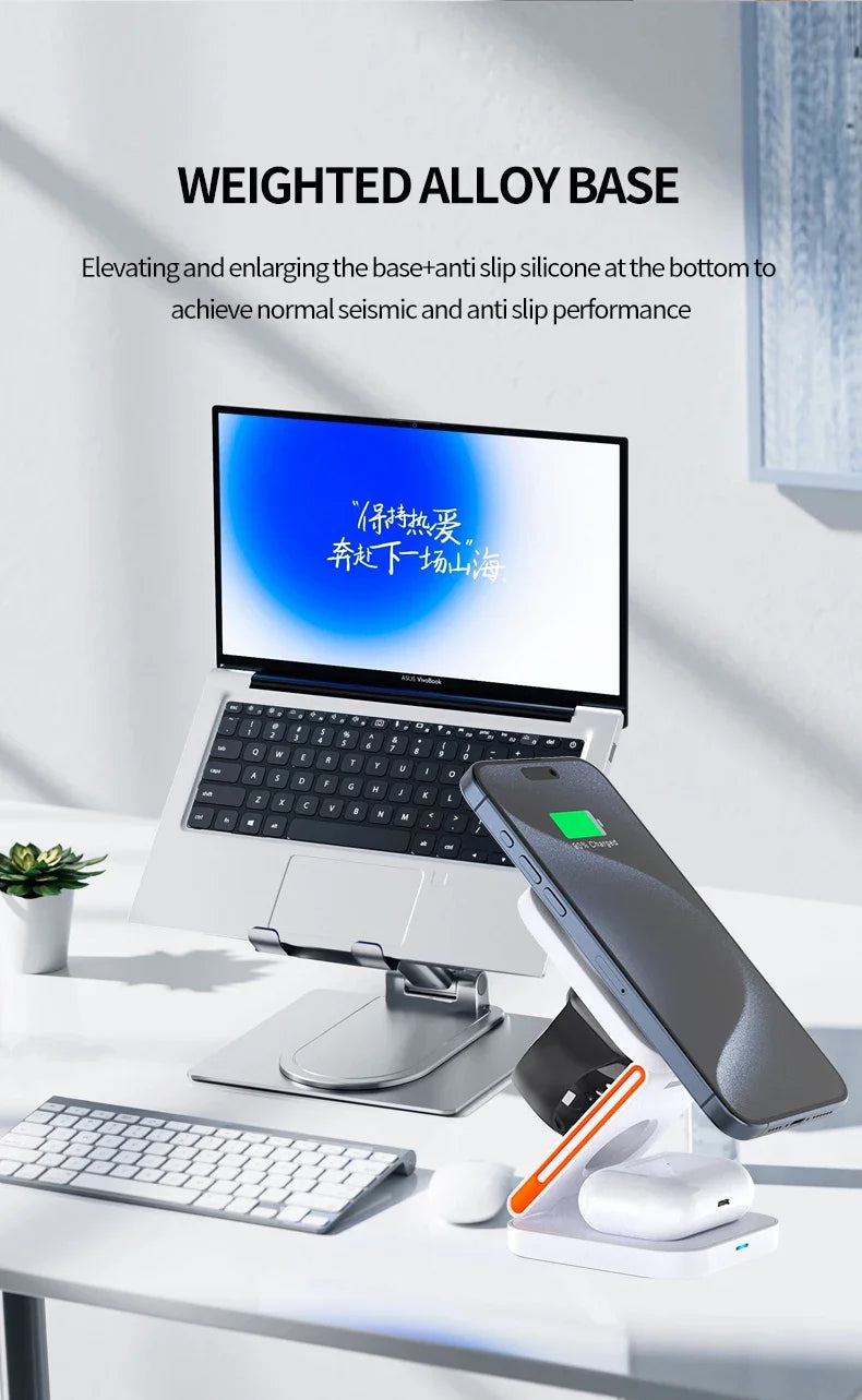 3-in-1 Foldable Wireless Charger – High-Power 30W