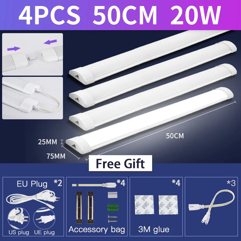 LED Tube Light with Switch – Wired Lighting Strip (10W / 20W Options)
