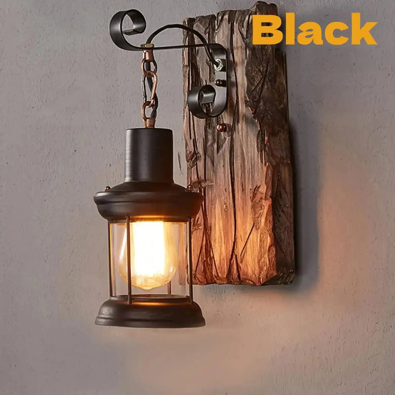 Rustic Wall Lamp – Industrial Wood & Metal Wall Sconce