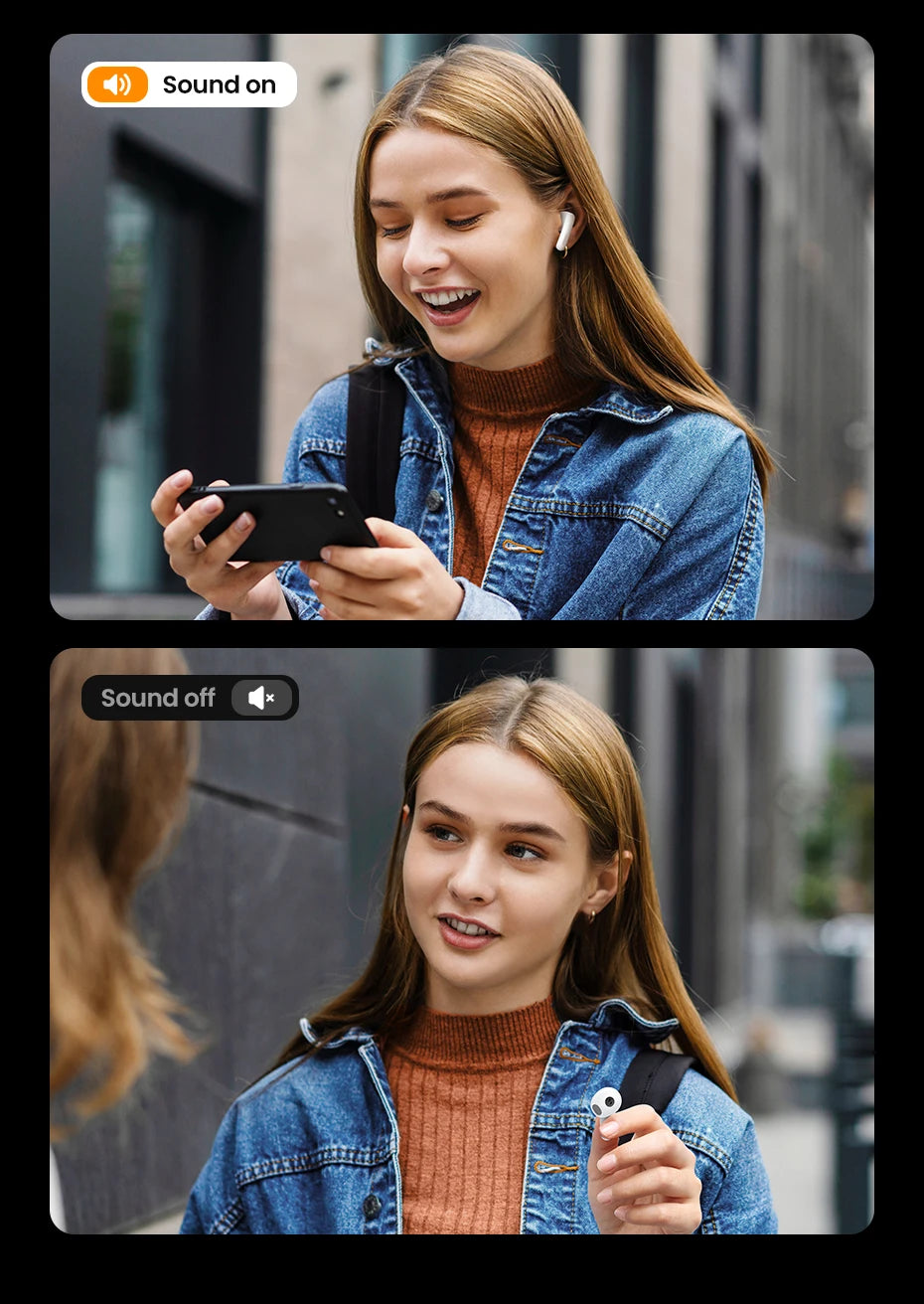 UGREEN Wireless Bluetooth Earphones Semi-Open ANC Adaptive Active Noise Cancelling Earbuds LDAC Hi-Res Audio Headphones Headset