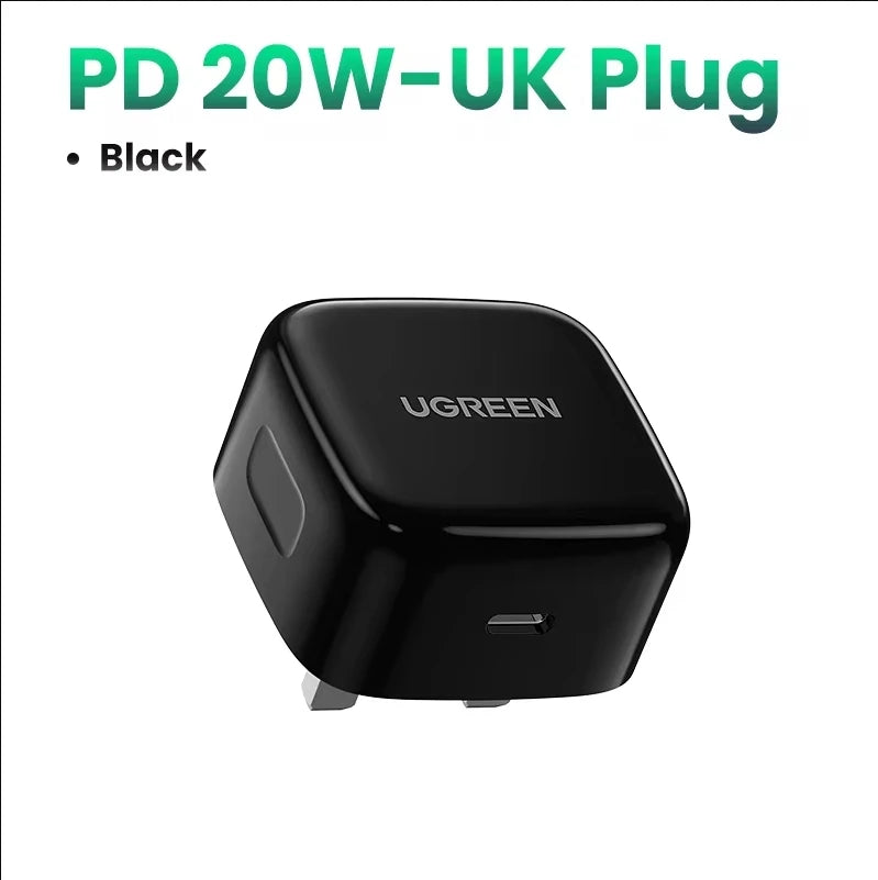 【UK Plug】UGREEN Quick Charge 4.0 3.0 QC PD Charger 20W USB Type C Fast Charger for iPhone 15 14 13 Pro Xiaomi Phone PD Charger