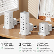 UK Power Tower Extension Lead – Multi Socket Surge Protector with USB-C & USB Charging Ports