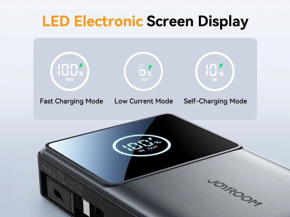 10000mAh Fast Charging Power Bank – Joyroom with Retractable Type-C Cable