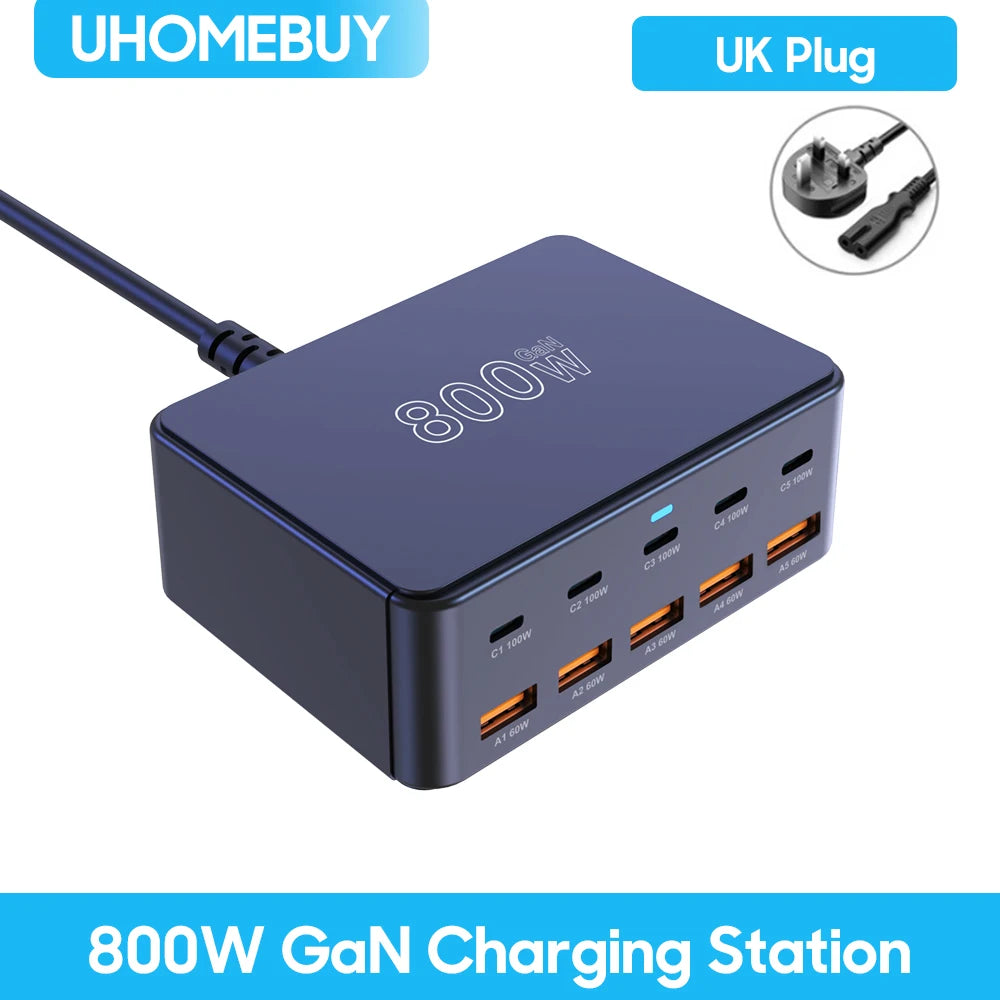 800W USB-C GaN Charger – 100W PD Multiport Fast Charging