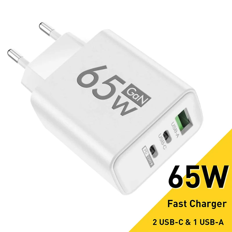65W GaN USB-C Fast Charger – PD 3.0 Wall Adapter
