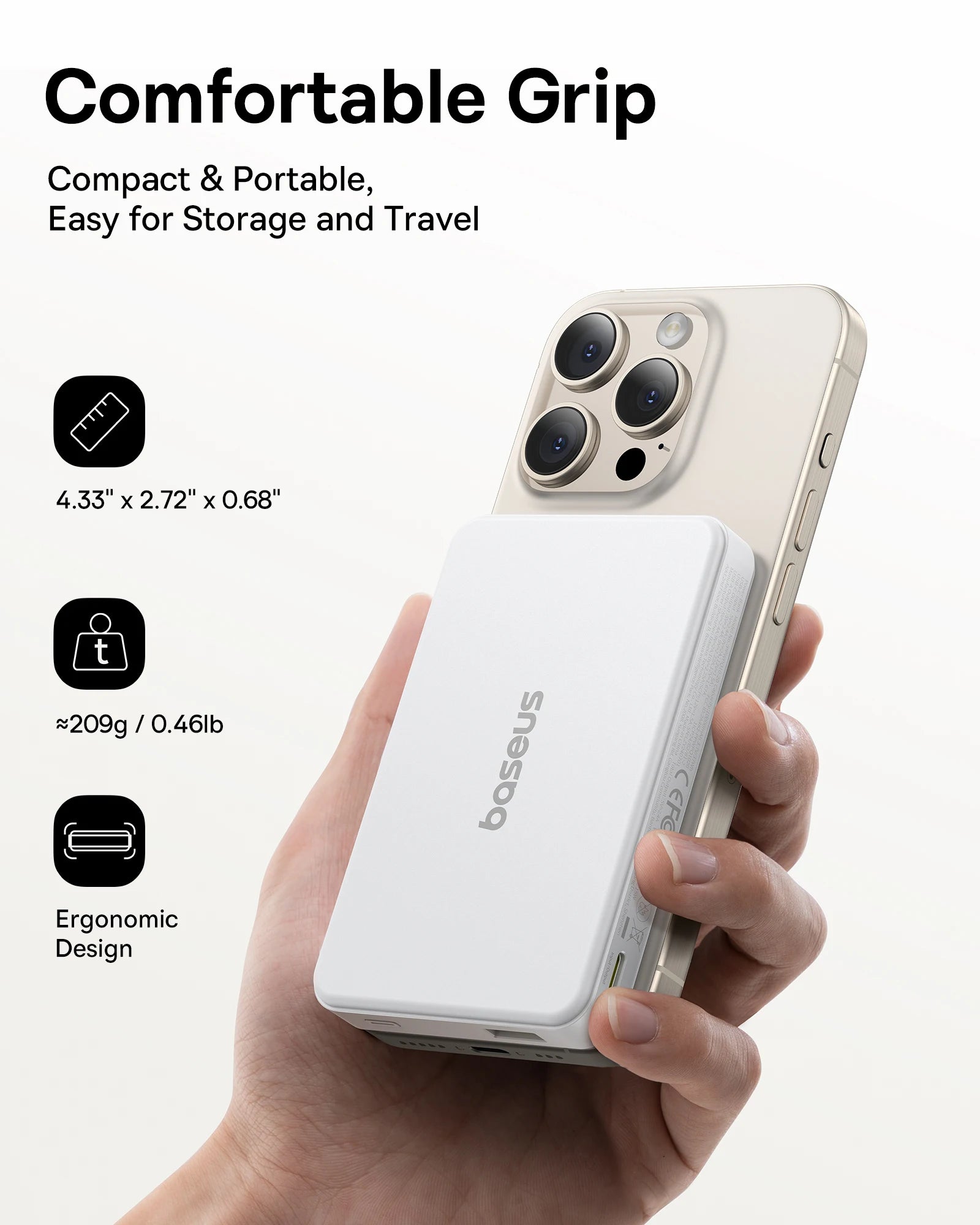 Baseus Qi2 Magnetic Power Bank 10000mAh – Fast Wireless & Wired Charging