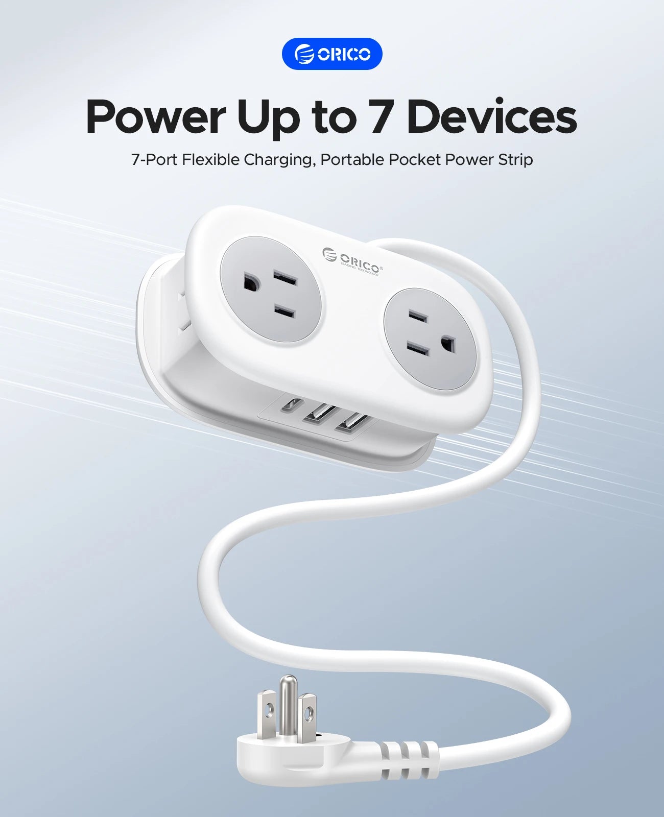 ORICO Power Strip  7-in-1 US – 4 AC Outlets, 2 USB & 1 USB-C Fast Charging