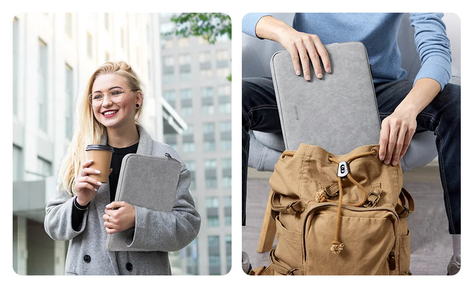 UGREEN Leather Laptop & iPad Sleeve – MacBook Pro/Air 13–14