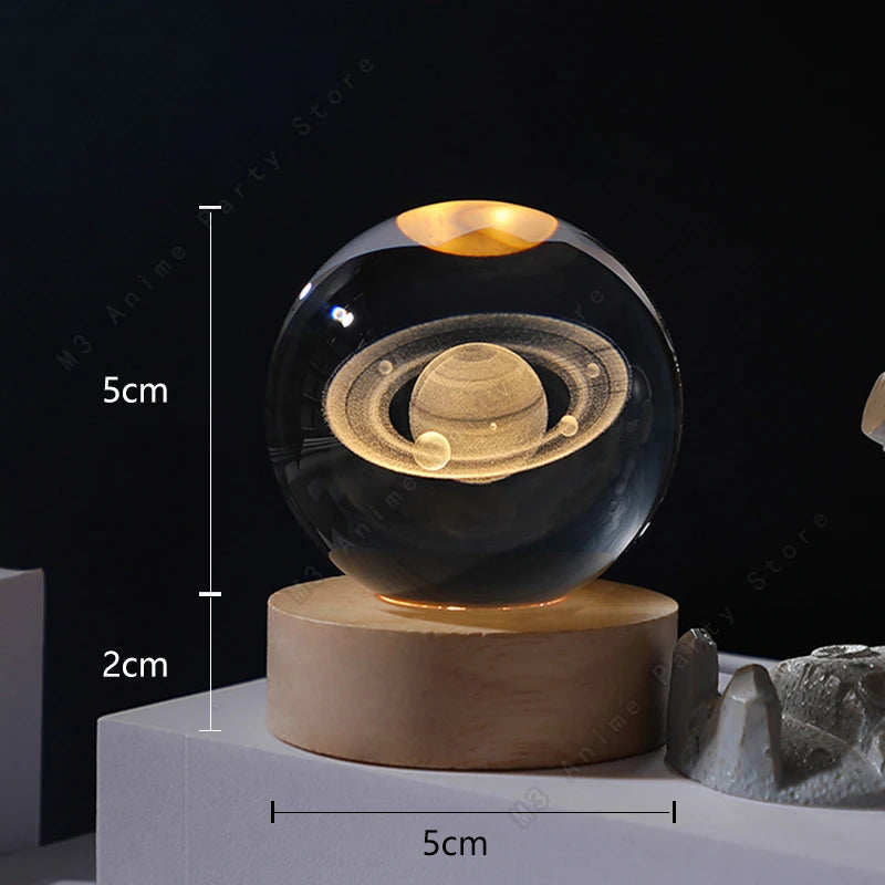 3D Galaxy Crystal Lamp – Bedside Night Light