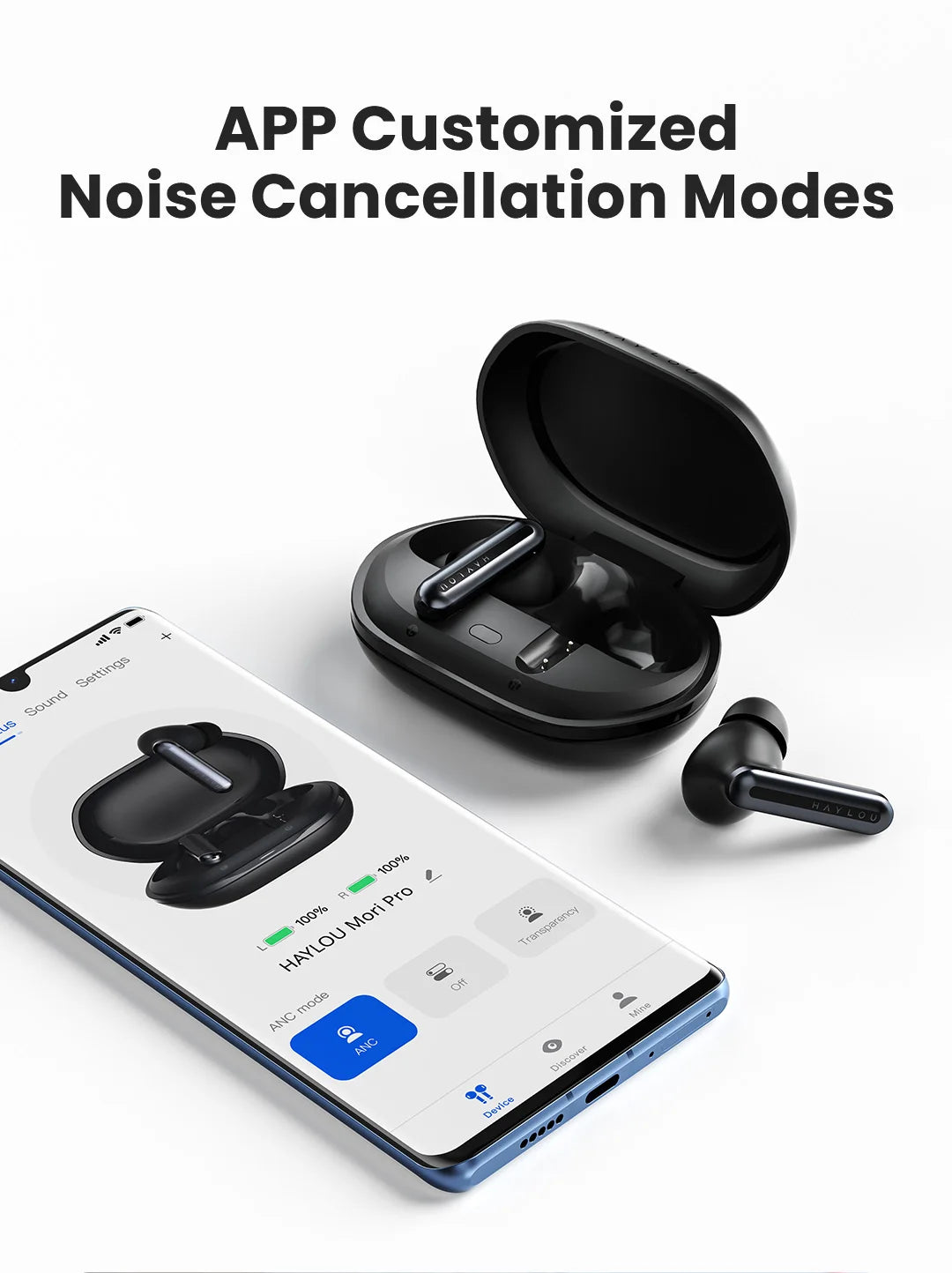 HAYLOU Mori Pro ANC Wireless Earbuds Bluetooth 5.4 Headphones 43dB Hi-Res Audio Noise Cancellation 6 Mics Earphones 28Hrs