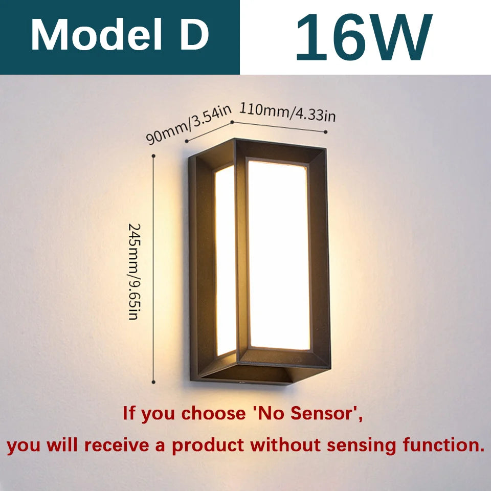 Outdoor Wall Light – Modern LED, AC110-220V, Sensor