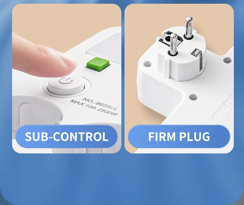 EU Wall Socket with 4 AC Outlets & USB-C Fast Charging Ports