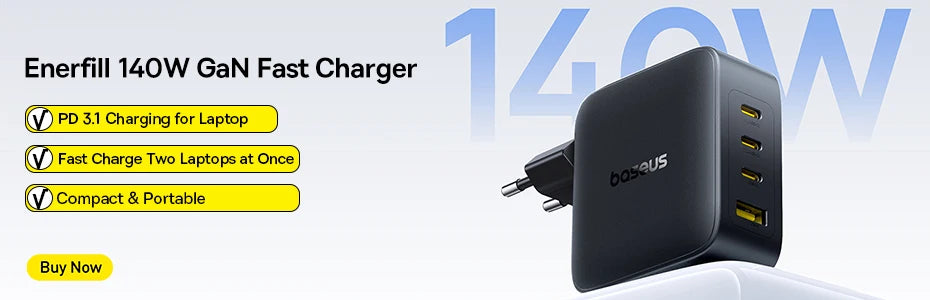 Baseus 65W Desktop Charger – Fast Charge for iPhone & Samsung